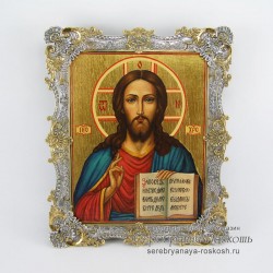 Серебряная икона Иисуса Христа Спасителя