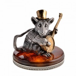 Серебряная статуэтка Крыса с банджо