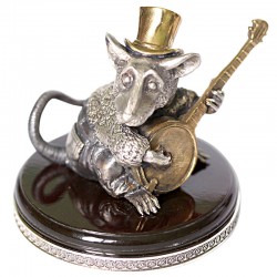 Серебряная статуэтка Крыса с банджо - маленькая