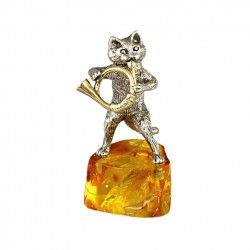 Серебряная статуэтка Кот с трубой