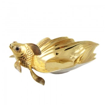 Икорница из серебра Золотая рыбка
