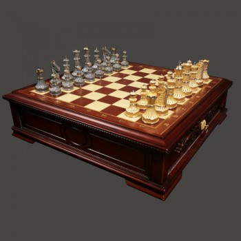 Филигранные серебряные шахматы ручной работы - Мирный воин