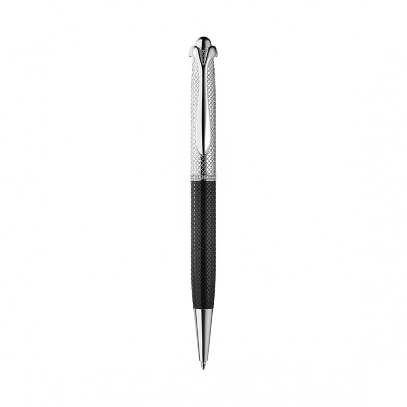 Серебряная шариковая ручка Day - черная