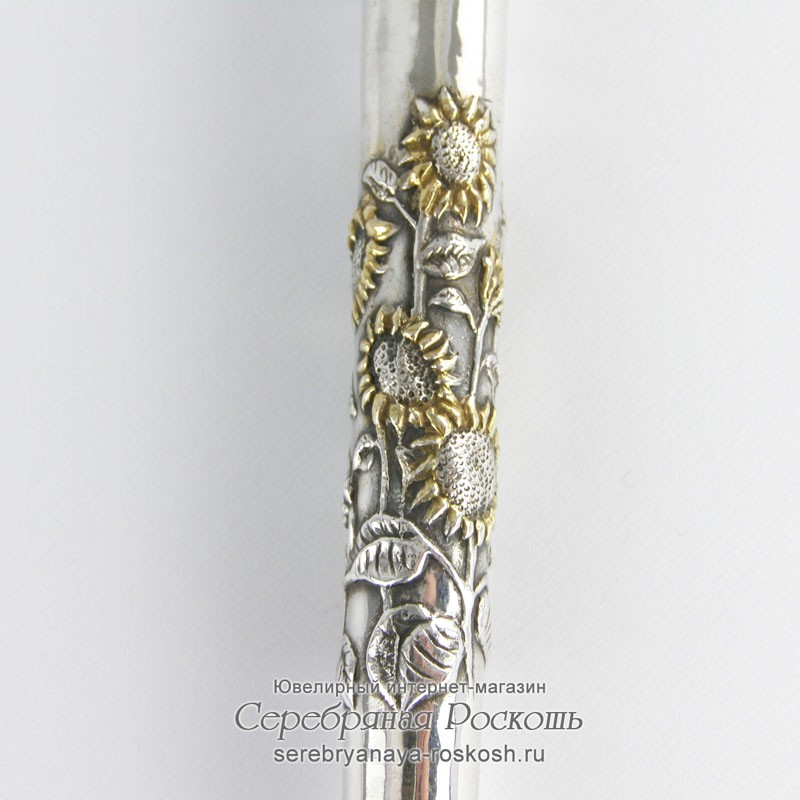 Шариковая ручка из серебра Подсолнухи