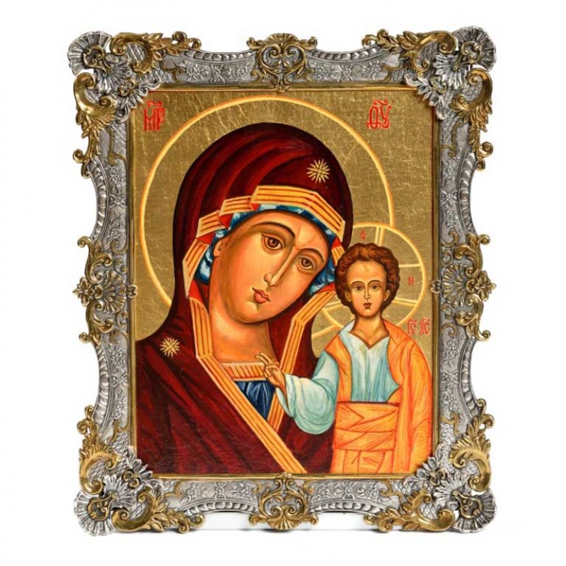 Серебряная икона Казанская Божья Матерь
