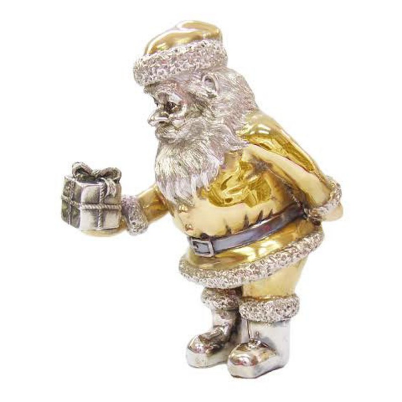 Серебряная статуэтка Дед Мороз с подарком