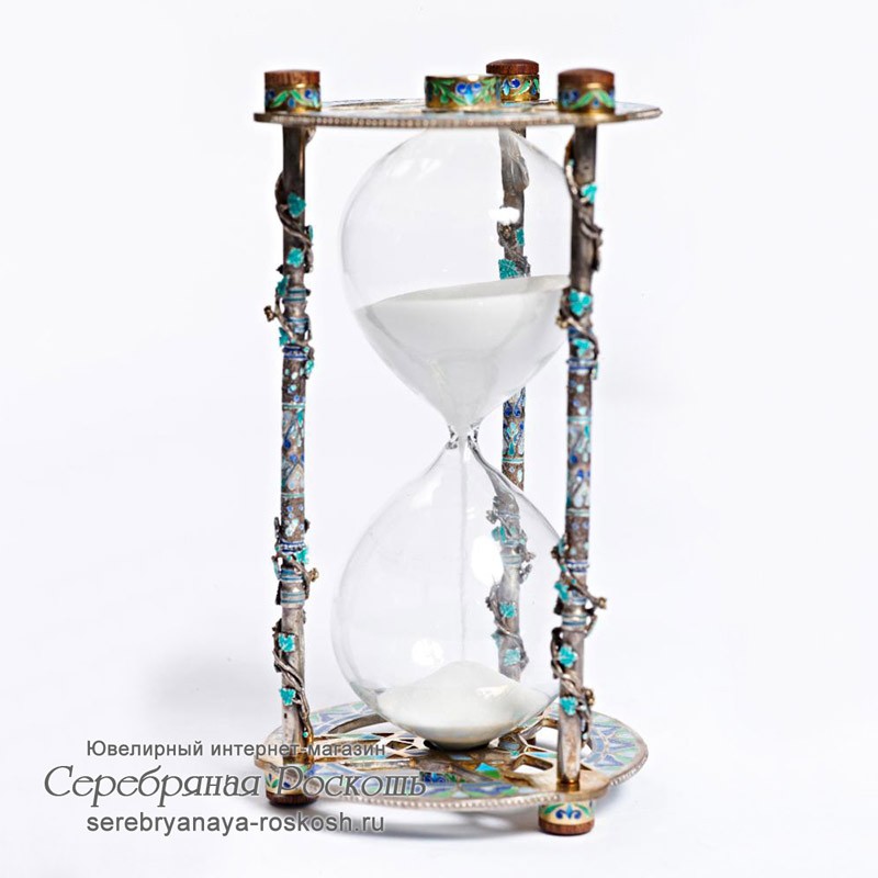 Песочные часы из серебра Виноградная лоза (эмаль)