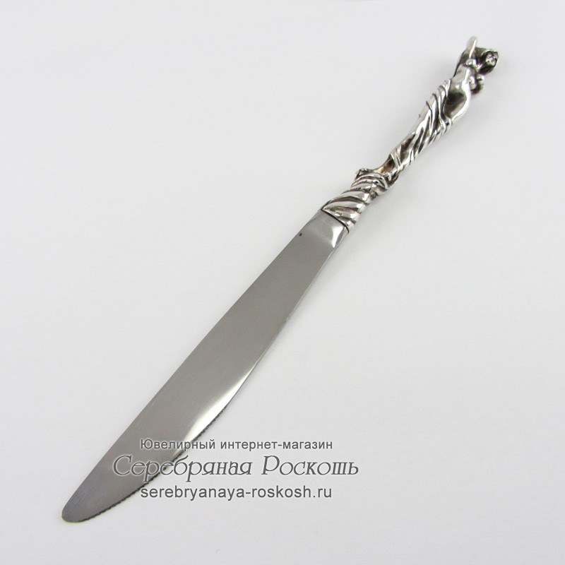 Десертный нож из серебра Девушка