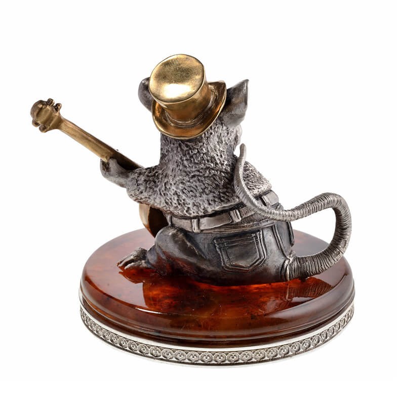 Серебряная статуэтка Крыса с банджо