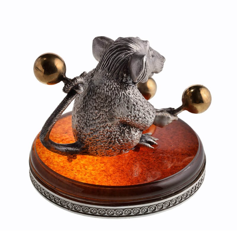 Серебряная статуэтка Крыса с маракасами