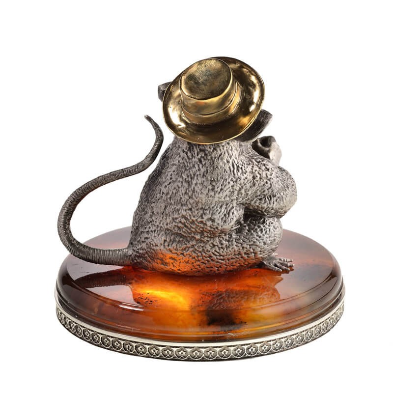 Серебряная статуэтка Крыса с трубой